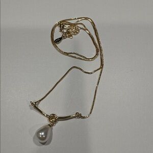 Elegant 18k Gold OVER SILVERPearl rope moon pendant